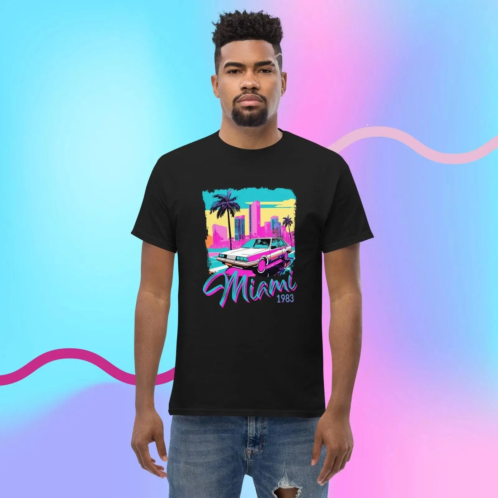 Vintage Vibes Fashion - Kaos Klasik Pria Miami 1983 Retro