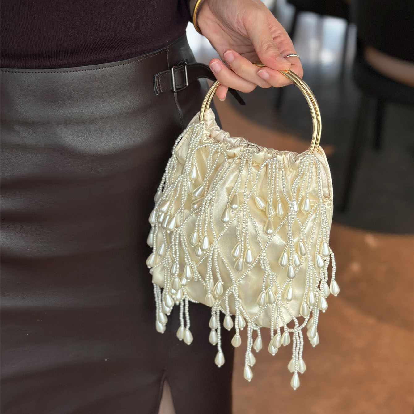 French Vintage Fashion - Tas Wanita Buatan Tangan Berhias Manik-Manik