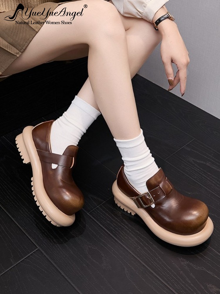 Vintage Fashion Ladies - Sepatu Derby Kulit Asli Gaya Vintage