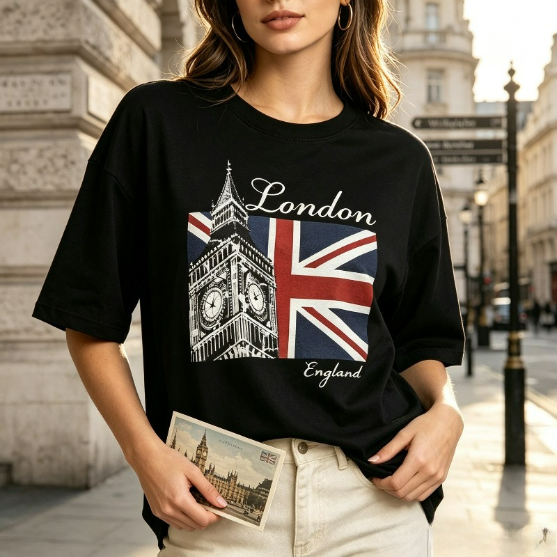 Vintage Fashion London - Kaos Oblong Wanita London Inggris dengan