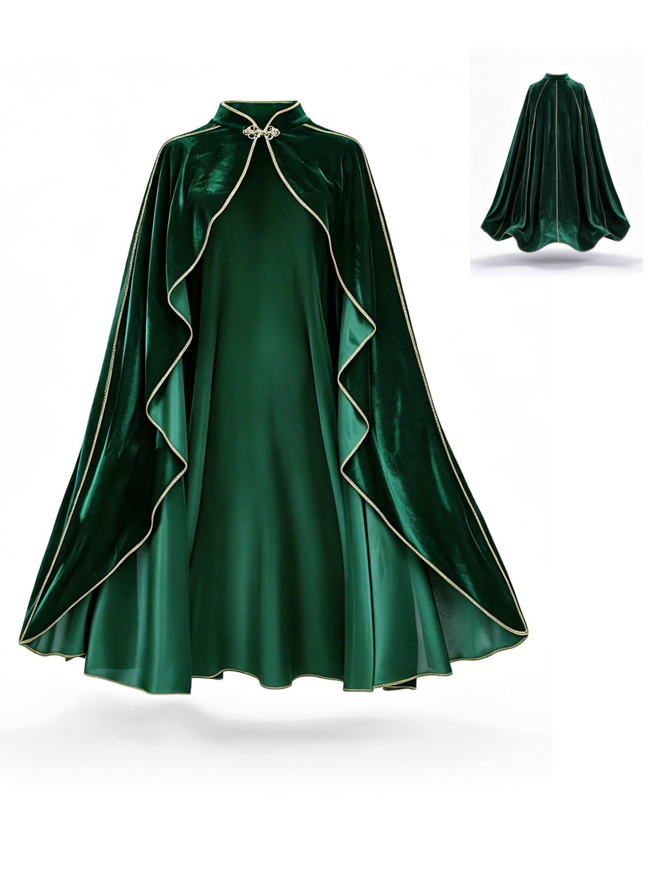 Vintage Slip Dress - Jubah Beludru Hijau Vintage Wanita dengan