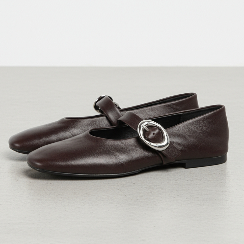Vintage Fashion Ladies - Sepatu Mary Jane Wanita Kulit PU,