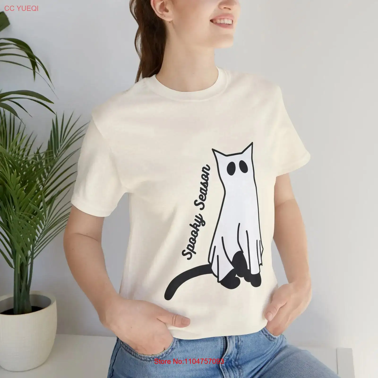 Vintage Vibes Fashion - Kaos Hantu Kucing Musim Halloween yang
