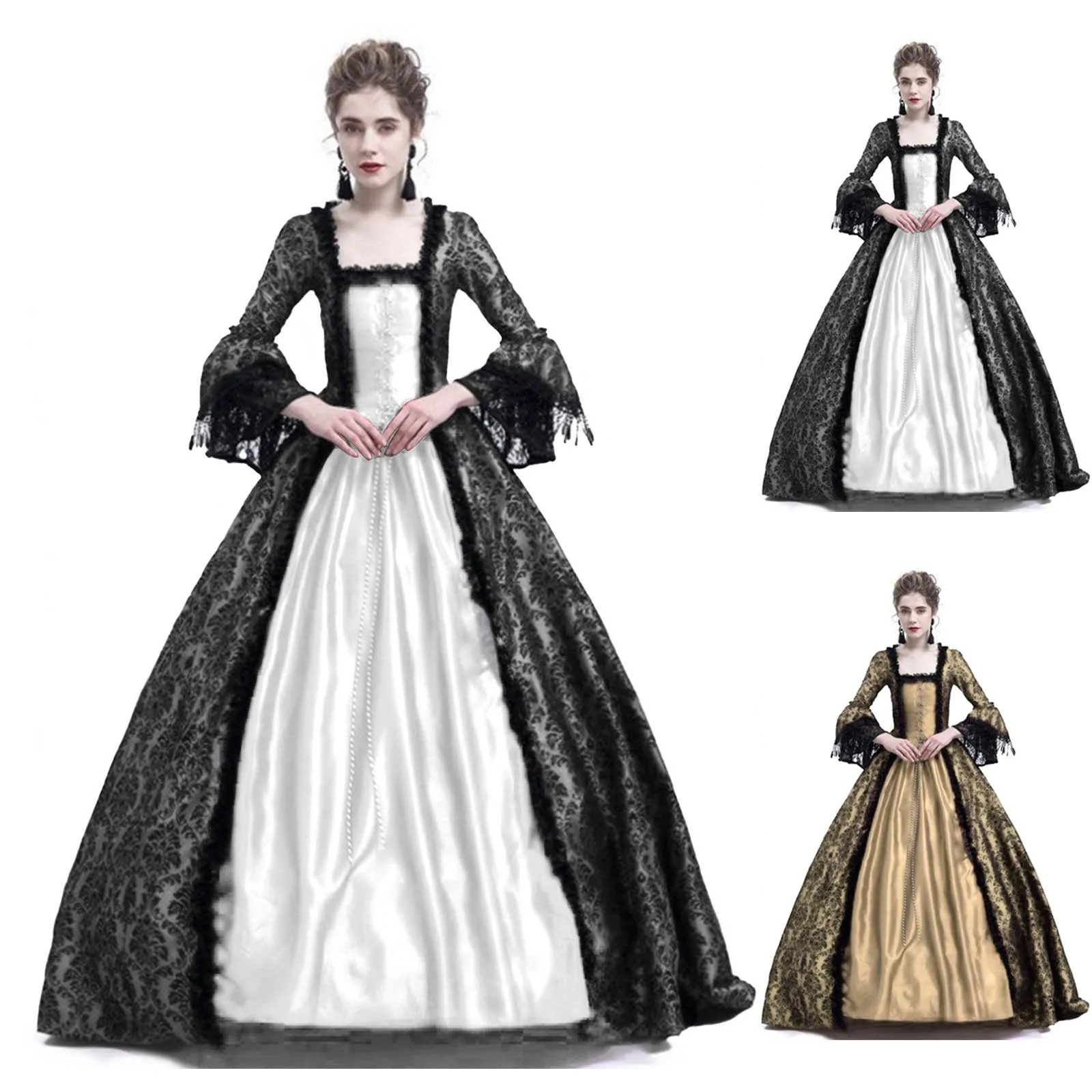 Vintage Slip Dress - Kostum Halloween Cosplay Palace Wanita Gaun