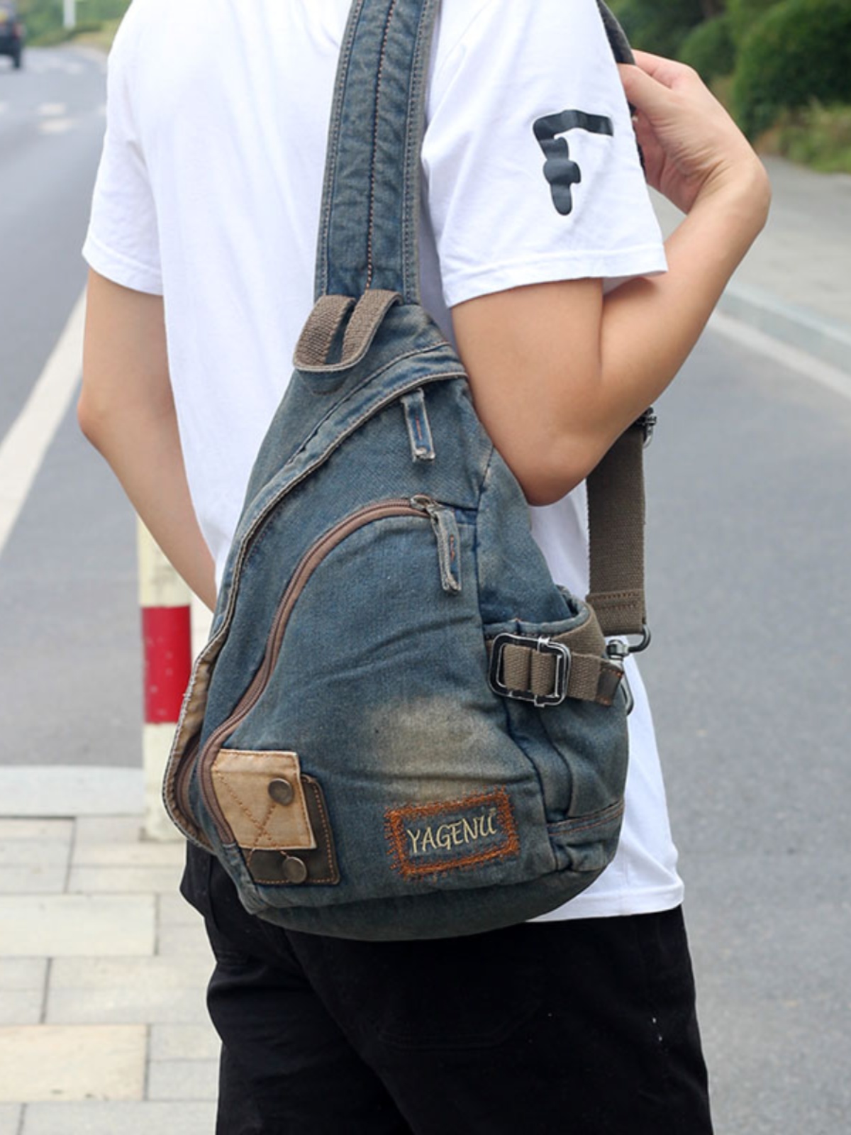 Tas Selempang Denim Retro Unis - Vintage Fashion Model ulasan dan harga