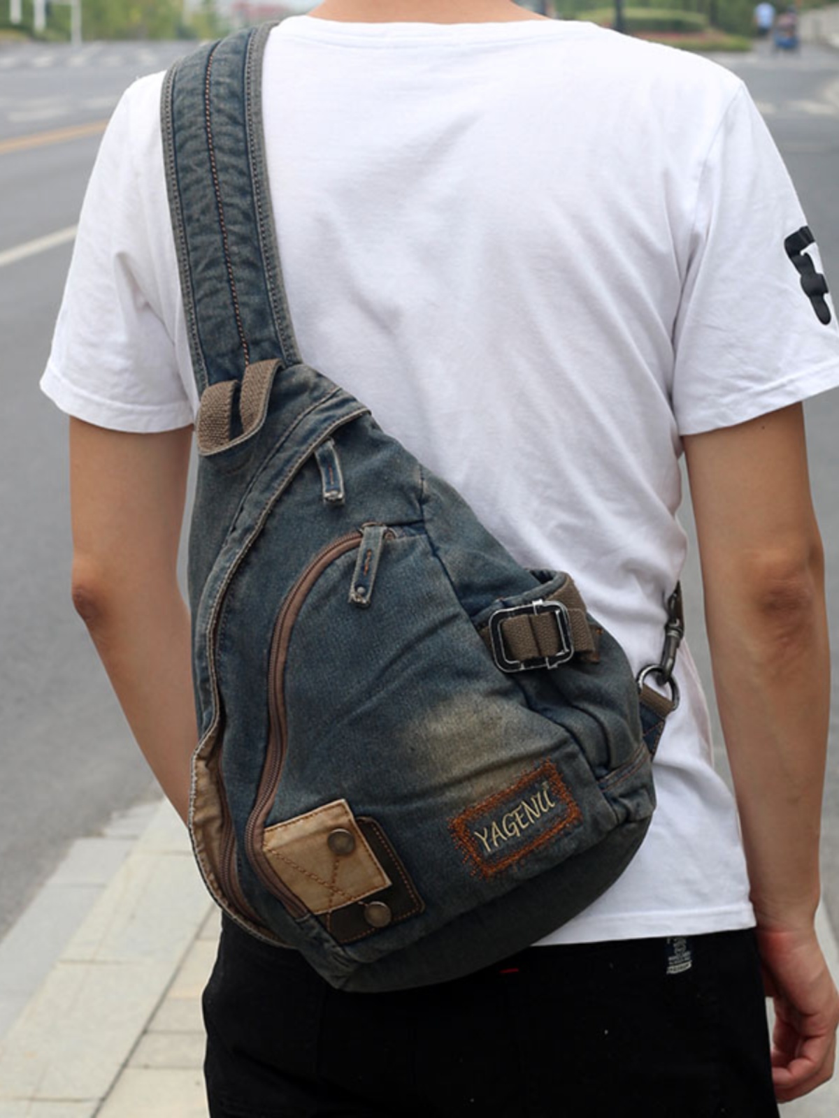 Tas Selempang Denim Retro Unis - Vintage Fashion Model ulasan dan harga
