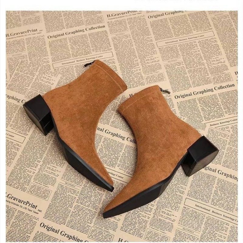 Sepatu Bot Wanita Hak Rendah M - Vintage Fashion Female ulasan dan harga