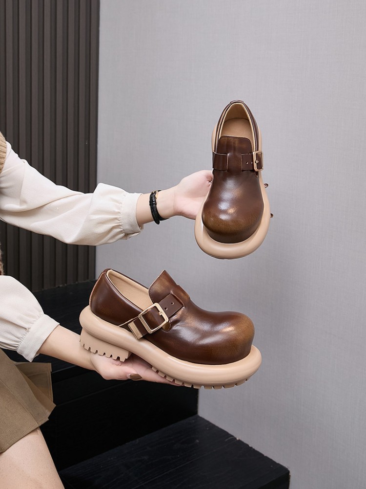 Sepatu Derby Kulit Asli Gaya V - Vintage Fashion Ladies ulasan dan harga